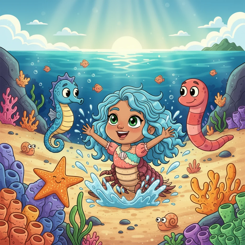 Coralia, surrounded by her new friends in the Pacifica tide pool, felt a deep sense of belonging. She had traveled through time and found a new, beautiful life, forever a reminder of the amazing journey of life on Earth.