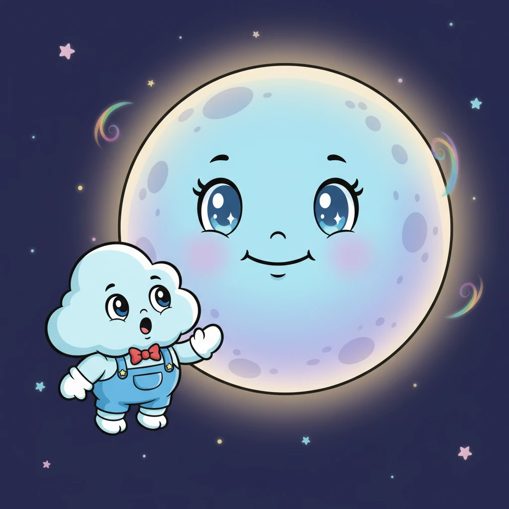 Suddenly, a friendly, glowing face appeared beside him. It was the big, round Moon, smiling gently. “Hello, little Puff,” she whispered. “Sleep isn’t missing out; it helps you grow soft and strong.”