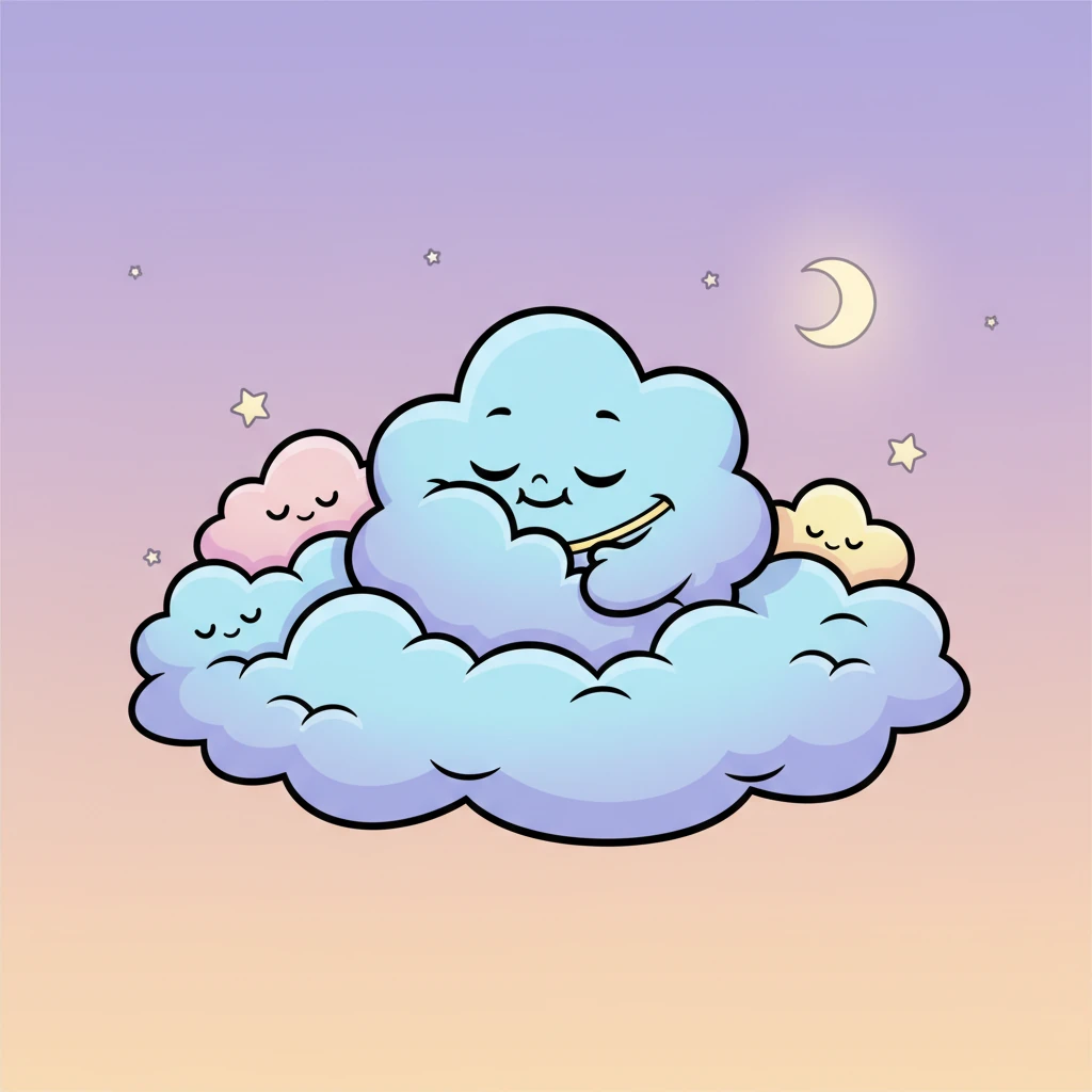 Slowly, ever so slowly, Puff’s fluffy eyes drifted shut. He curled into a soft, round ball, nestled amongst the other clouds, and drifted into a deep, peaceful sleep.