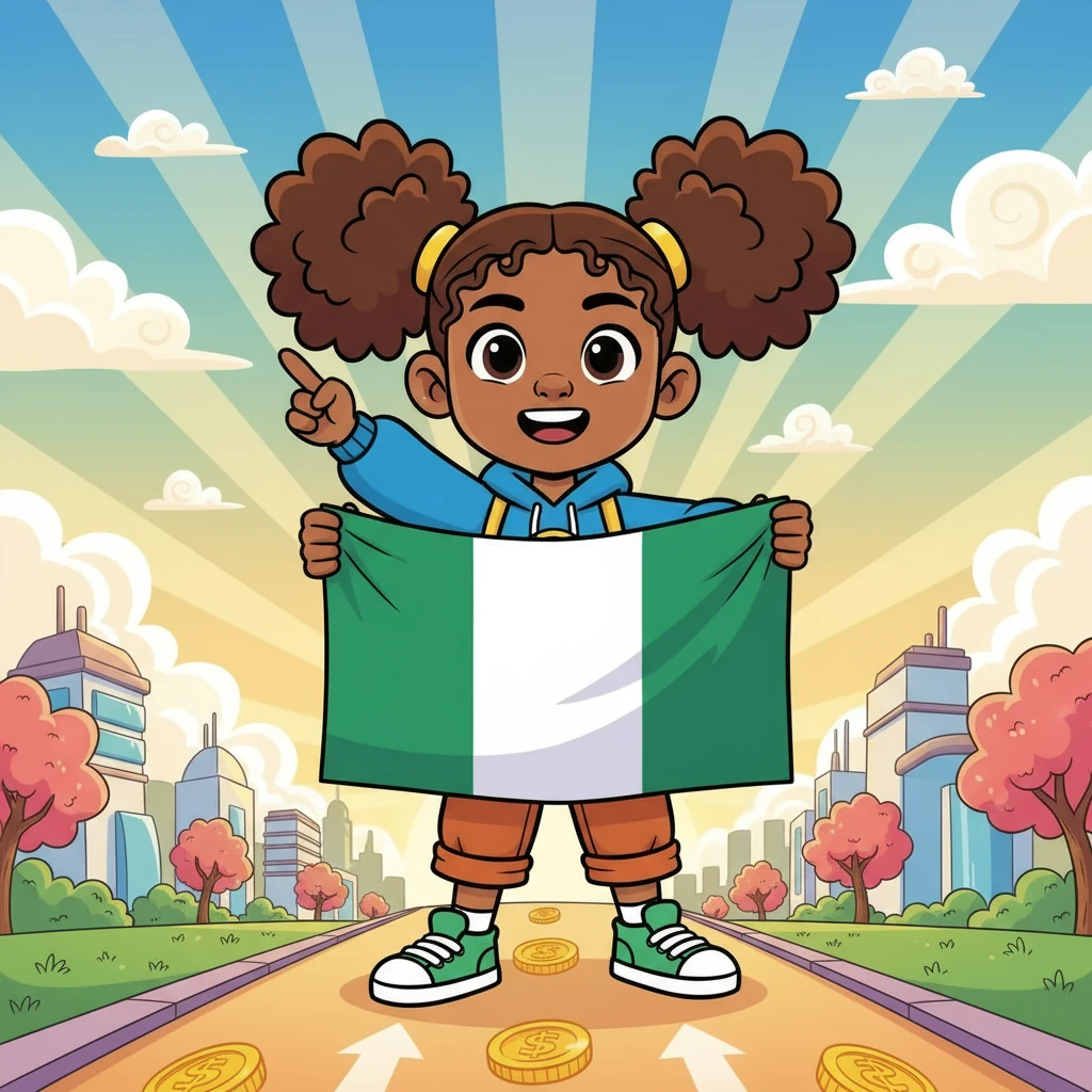 Now, I'm in control of my finances! I feel confident and empowered, making informed decisions about my money. Picture me, Temi, standing tall and proud, holding a Nigerian flag with a bright future shining behind me.