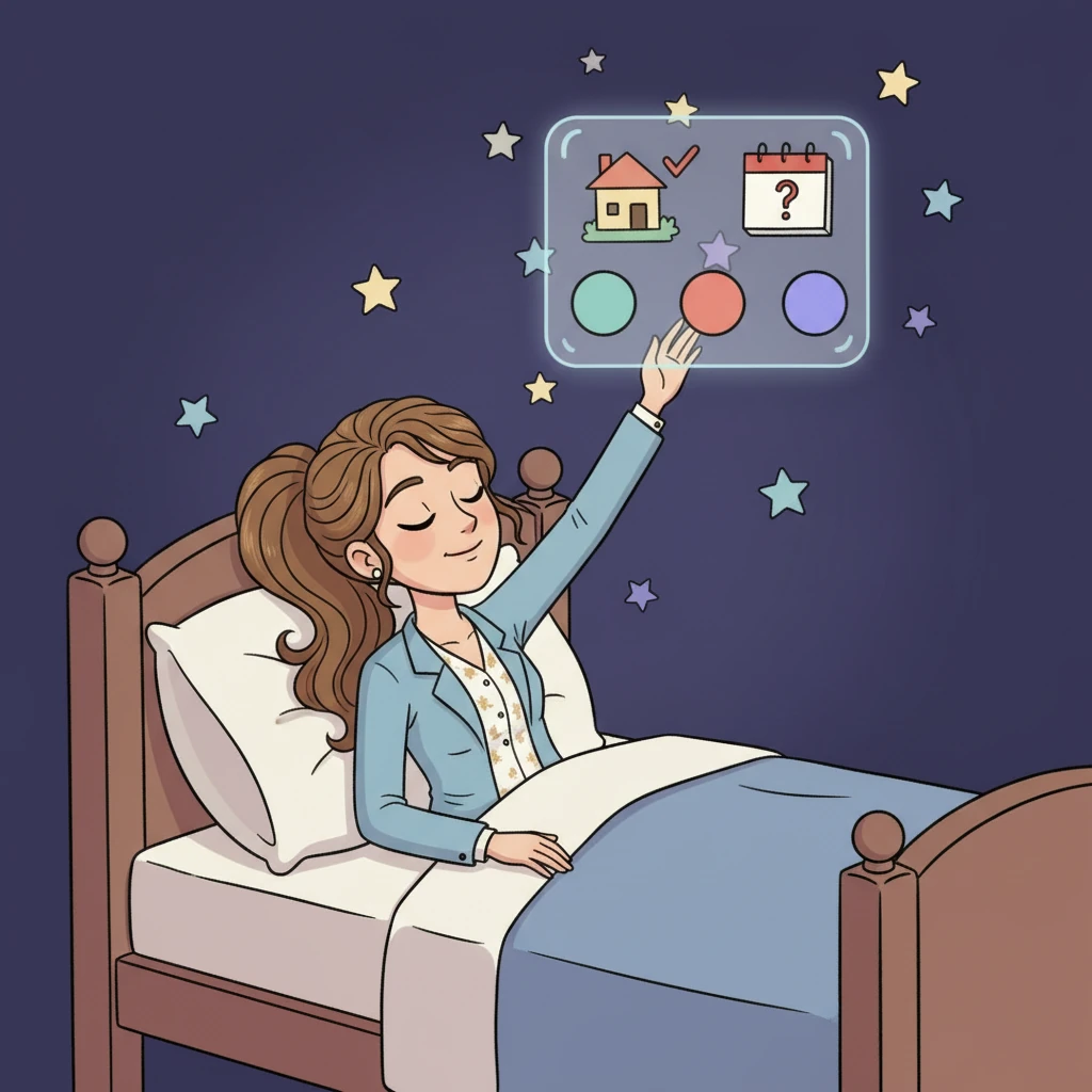 Un soir, épuisée, Élodie rêvait d'un monde où tout serait simple et organisé. Elle imaginait un tableau de bord lumineux où chaque information serait à sa place, et où les problèmes se résoudraient d'un simple clic. Des étoiles scintillaient autour de sa tête, symbolisant son souhait le plus cher.