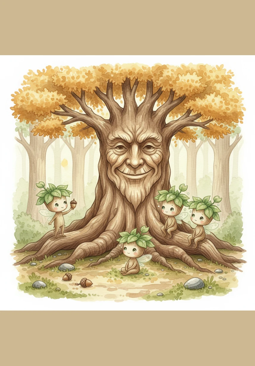 A wise old oak tree named Elder Oak, with bark like wrinkled velvet and a crown of golden leaves, looked down and rustled softly. Patience, little one, he rumbled with a voice like the earth itself, for great things take time to build their foundation.