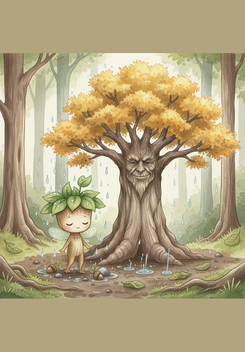 Focus on your roots, Sprout, Elder Oak advised as the rain soaked the thirsty earth. Sprout closed its eyes and felt the cool water seep deep into the soil, realizing that growing down into the earth was just as important as growing up.