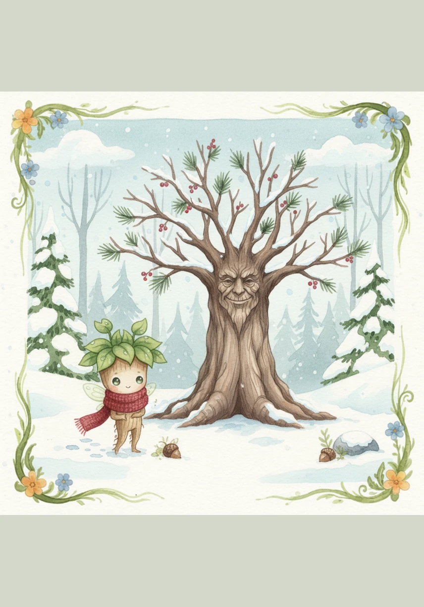 Winter brought a blanket of soft white snow, and the forest grew very quiet and still. Sprout learned that even when nothing seems to be happening on the outside, the heart is resting and gathering strength for the bright days ahead.