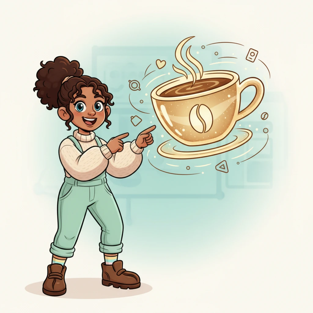 The website begins to take shape, showcasing a professional elegance. Smooth, flowing lines and minimalist icons emerge, highlighting the modern aesthetic. A giant, shimmering coffee cup logo appears, looking sleek and inviting.