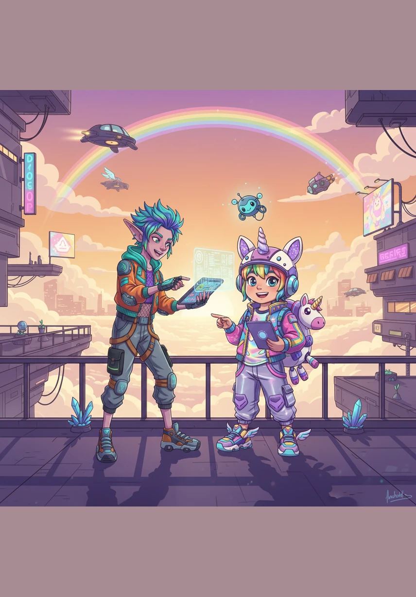 Bulutların üzerindeki bu diyarda her yer pembe ve mor ışıklarla parlıyor, oyuncaklar kendi kendine dans edip kitaplar neşeyle konuşuyordu. Eflin şaşkınlık ve hayranlık içinde bu rengarenk dünyayı izlemeye daldı.