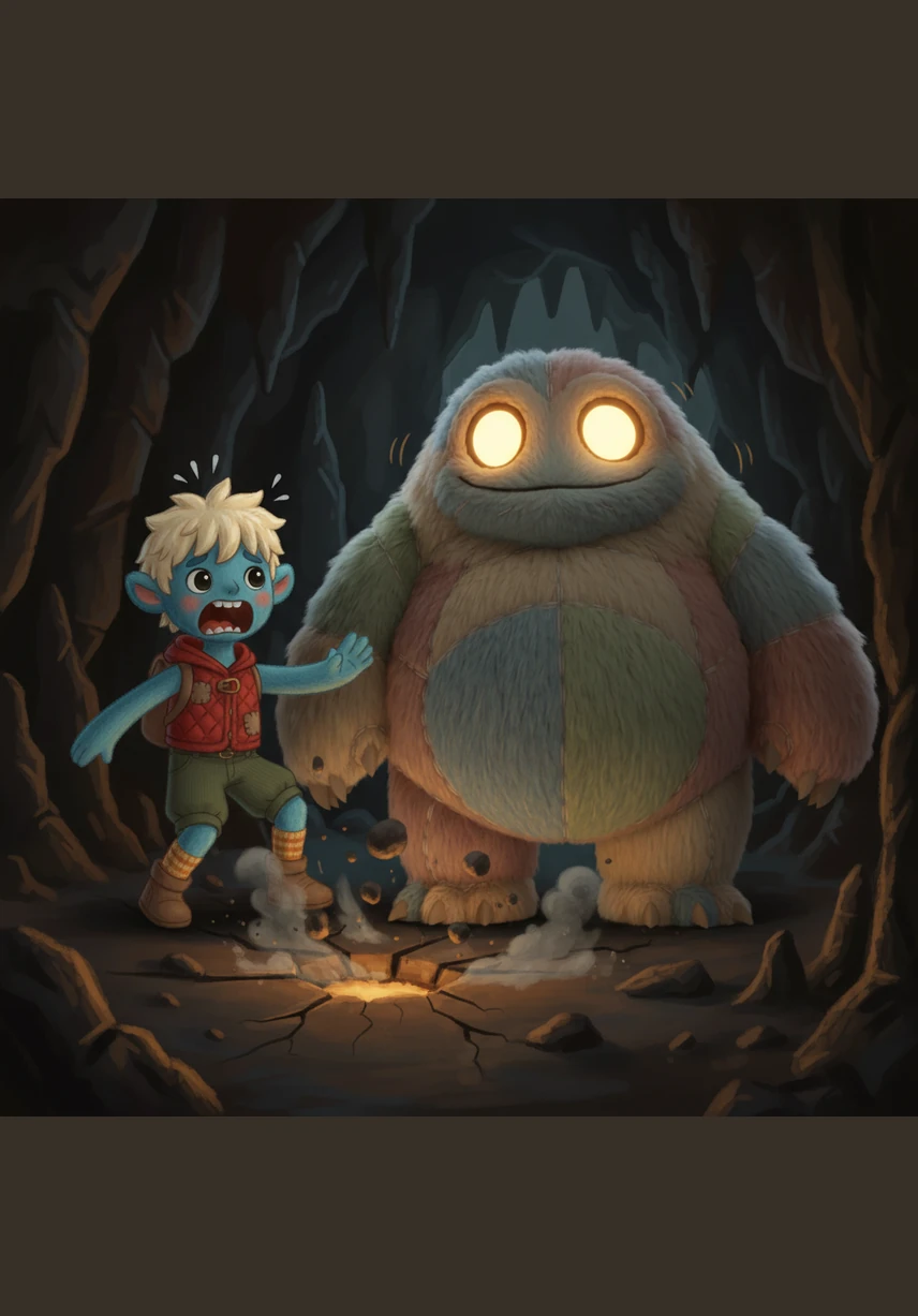 Suddenly, the ground beneath his feet began to shake violently, and a deep growl echoed through the cavern. Kai shouted into the darkness, asking who was there, but only his own voice echoed back.