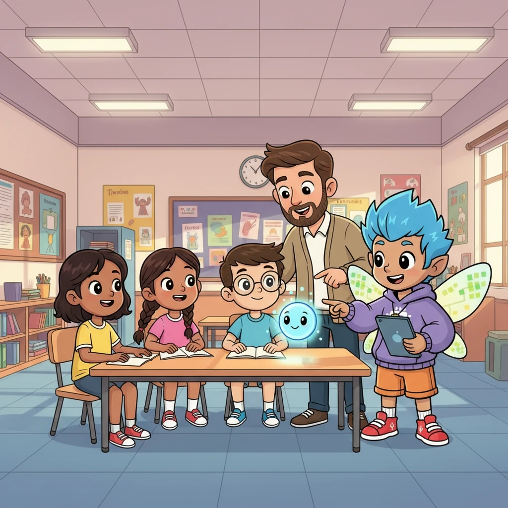 En un aula colorida, Miriam, Julissa, Dayani, Montse y el Profe Pastor se preparaban para una lección especial. El Profe Pastor, con su entusiasmo contagioso, presentó a Bits, un personaje animado que representaba un bit de información. Bits, con su forma de pequeño círculo brillante, estaba listo para la aventura.