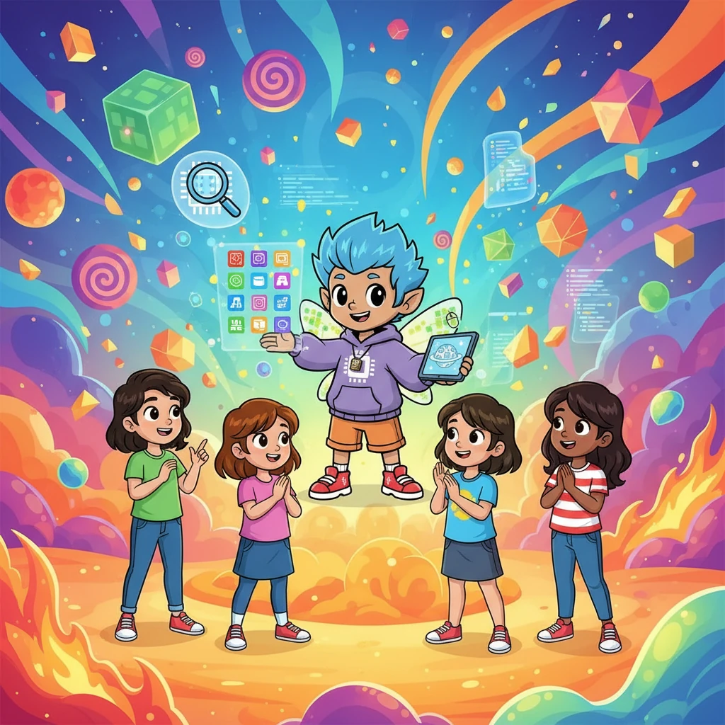 Después, se adentraron en un mundo de colores y formas: el software. Bits les mostró programas, aplicaciones y sistemas operativos.  Miriam, Julissa, Dayani y Montse aprendieron que el software eran las instrucciones que le decían al hardware qué hacer.