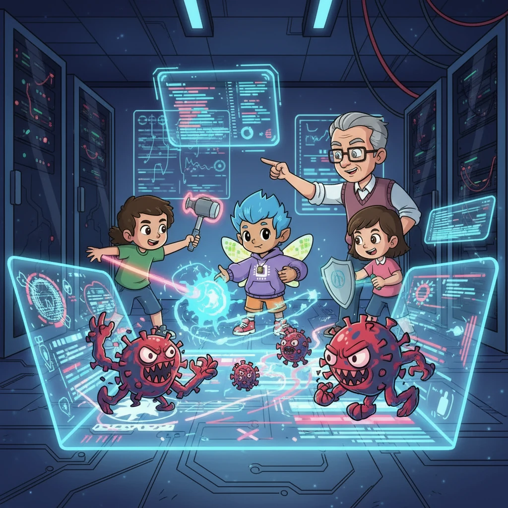 Un gran desafío surgió: un virus informático intentaba dañar los archivos. Los niños, junto con Bits y el Profe Pastor, se unieron para luchar contra el virus, utilizando el conocimiento sobre software y hardware para proteger la información.