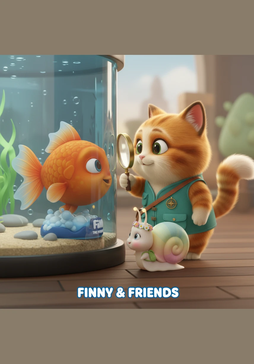 Every morning, Finny looked through the glass at the vast world outside. He watched the birds fly and the trees dance, wondering what it would be like to swim in a place where the water never ended.