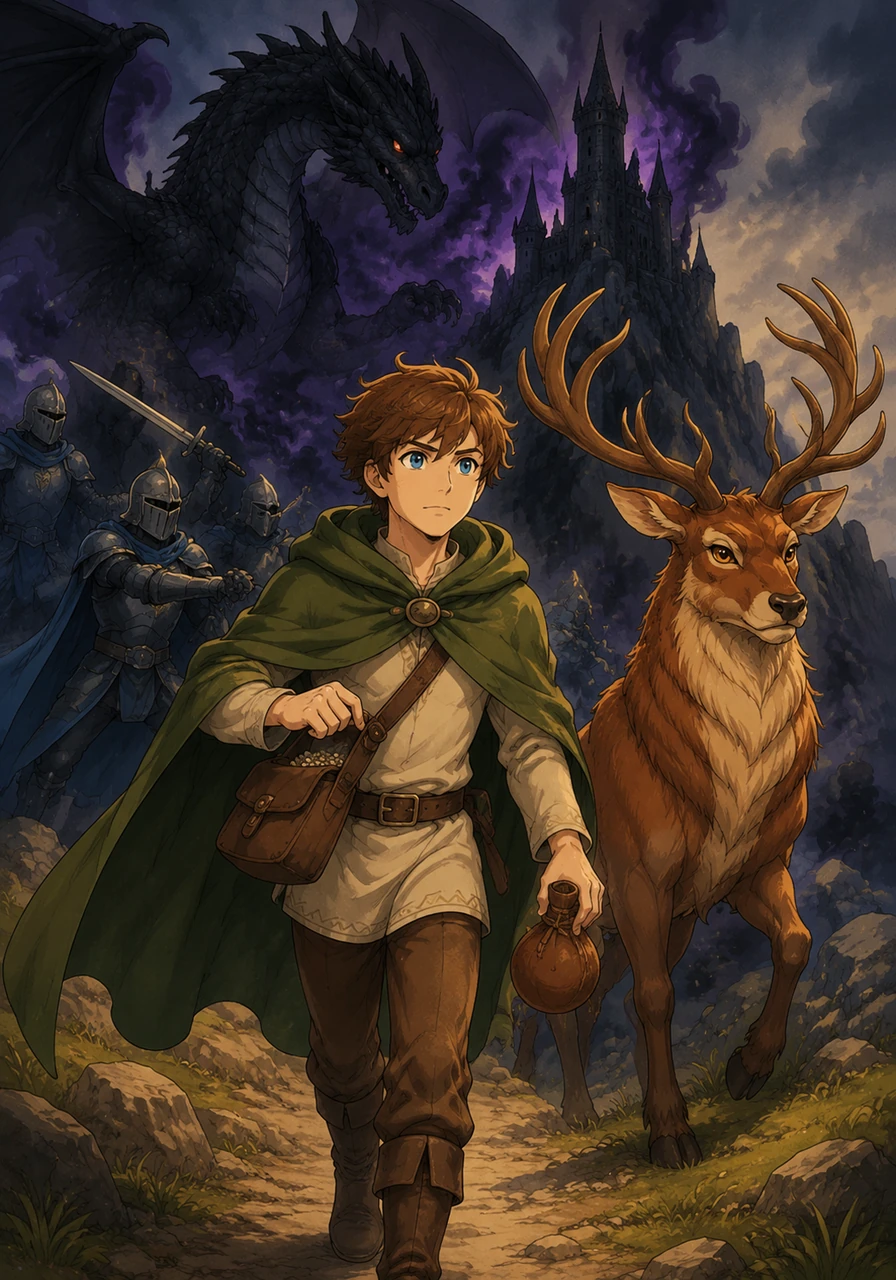 While the knights reached for their heavy swords, Prince Elian packed only a small bag of seeds and a flask of water. He knew that the darkness could not be fought with steel, so he set off toward the cursed tower to save his people.