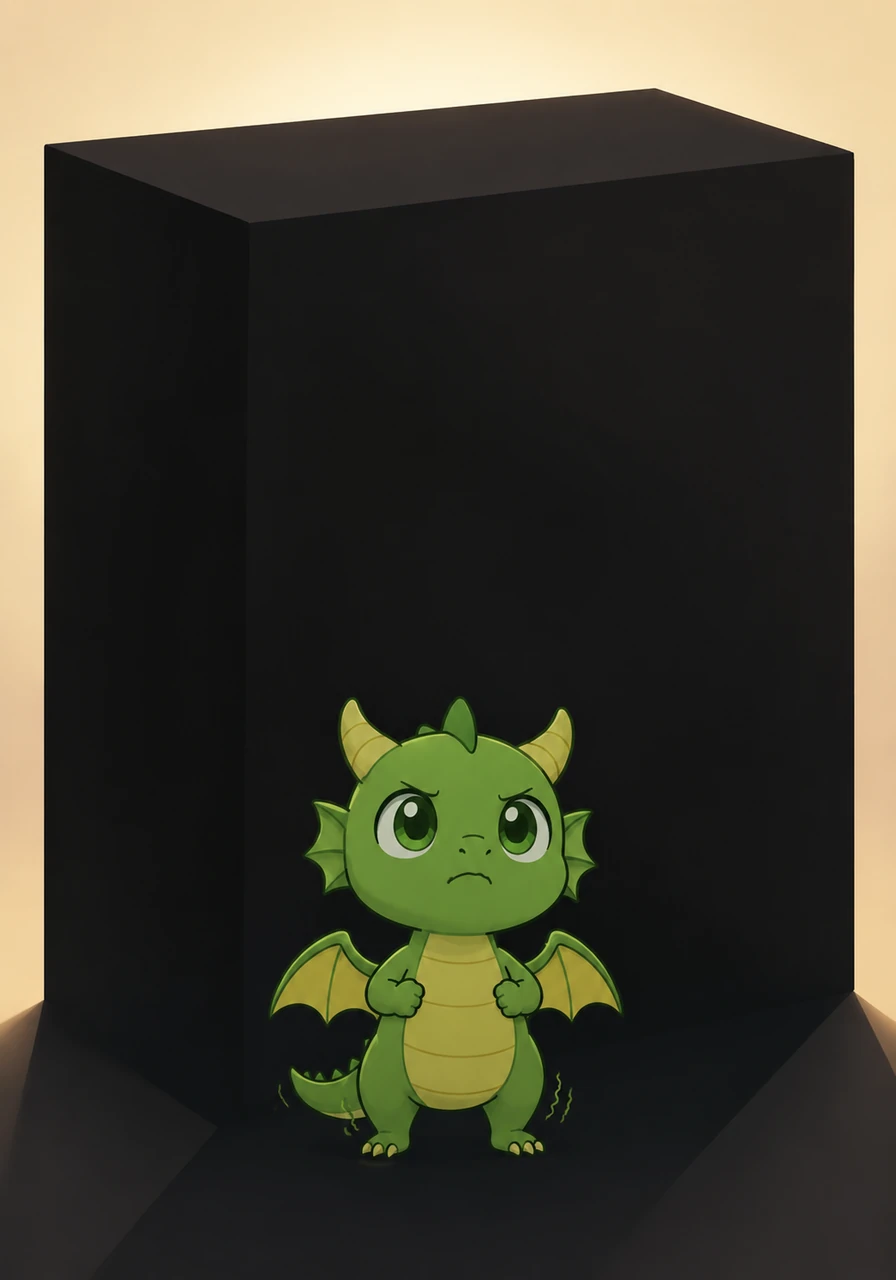 Nano stood alone before the towering, pitch-black box, his tiny legs shaking as the cold shadow loomed over him. He whispered to himself that he was terrified, but then he remembered his mother's wise words: fear is just a cloud, and your own light is waiting on the other side.