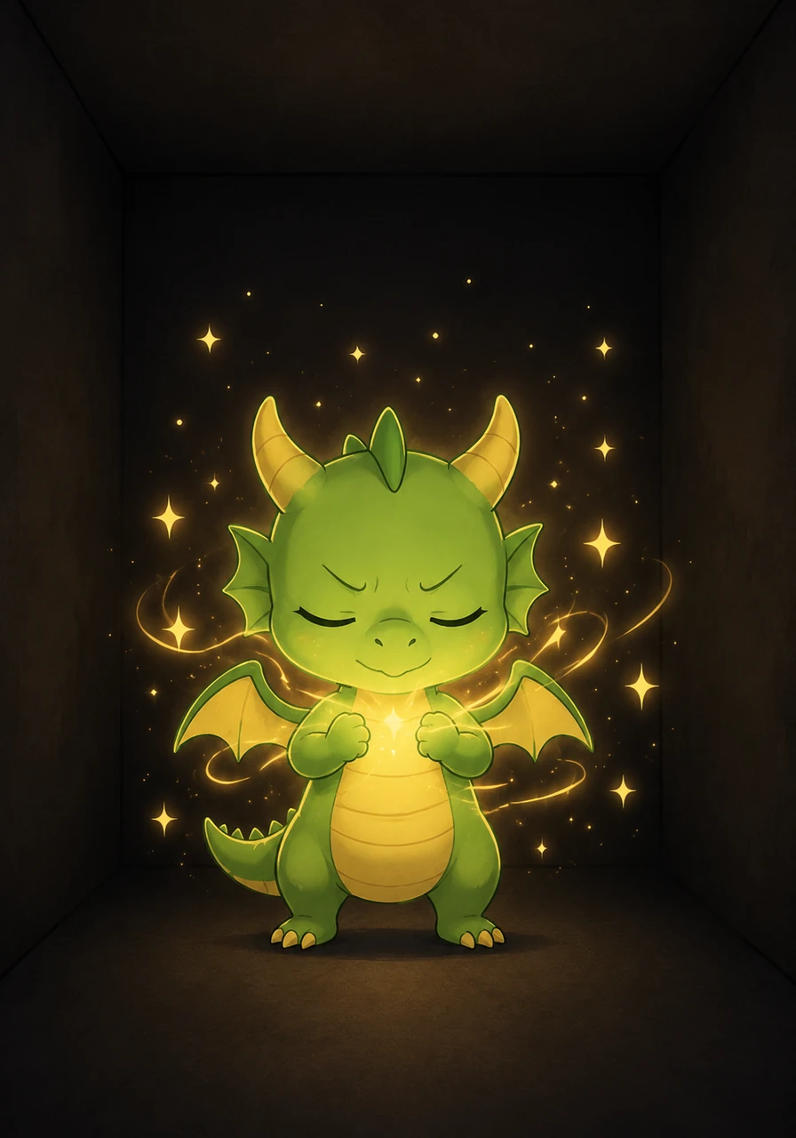 The silence inside the box was heavy, and Nano's heart beat loudly against his ribs as he stood completely alone in the dark. He closed his eyes, remembering that while he didn't have frightening fire, he possessed something special: his gentle sparks.