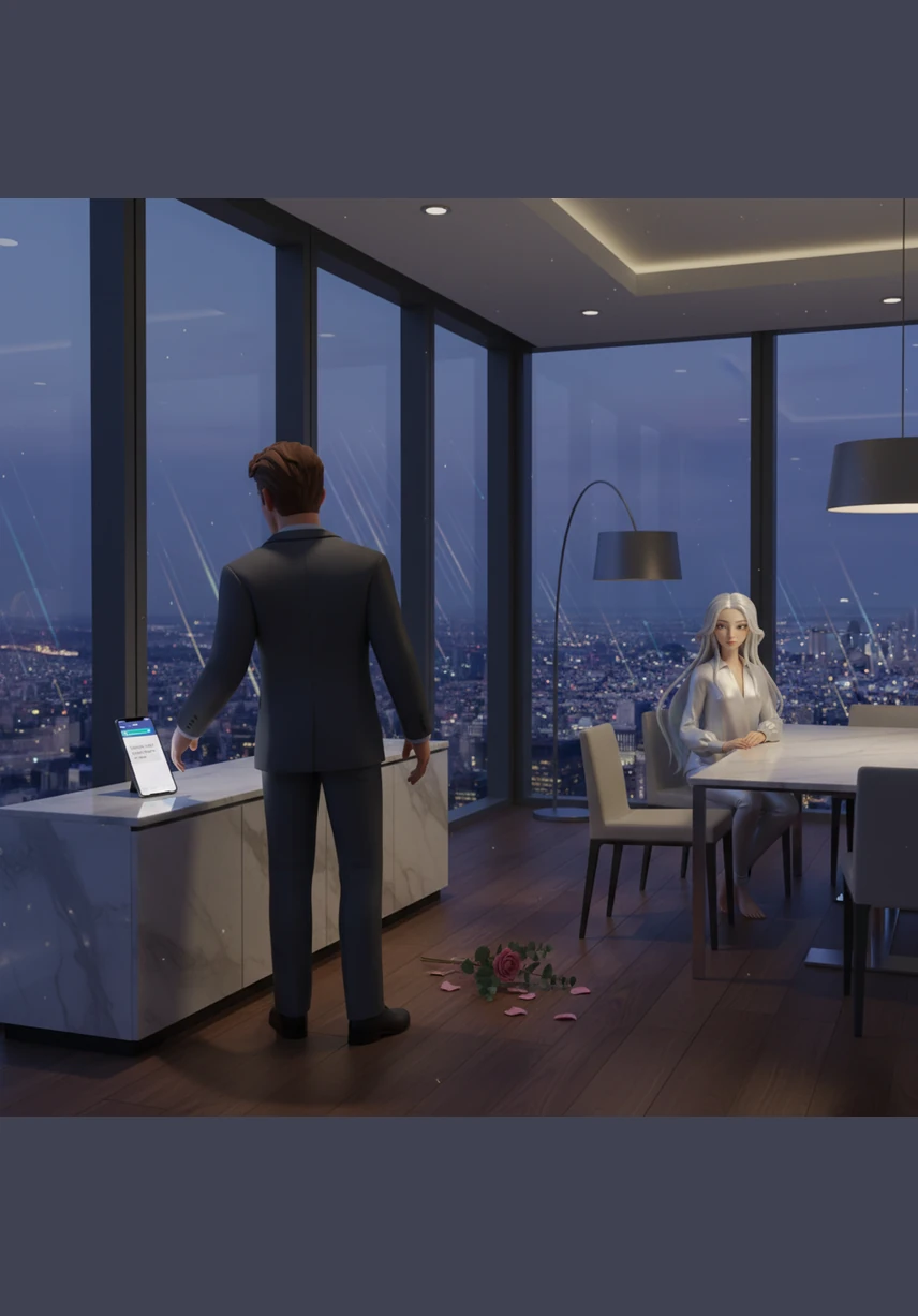 Isaac stands by the floor-to-ceiling window of their luxury penthouse, his silhouette sharp against the city lights as he coldly dismisses Serena’s worth. Serena stands in the center of the room, her ethereal beauty glowing under the chandelier as she finally decides to break the silence of her five-year confinement.