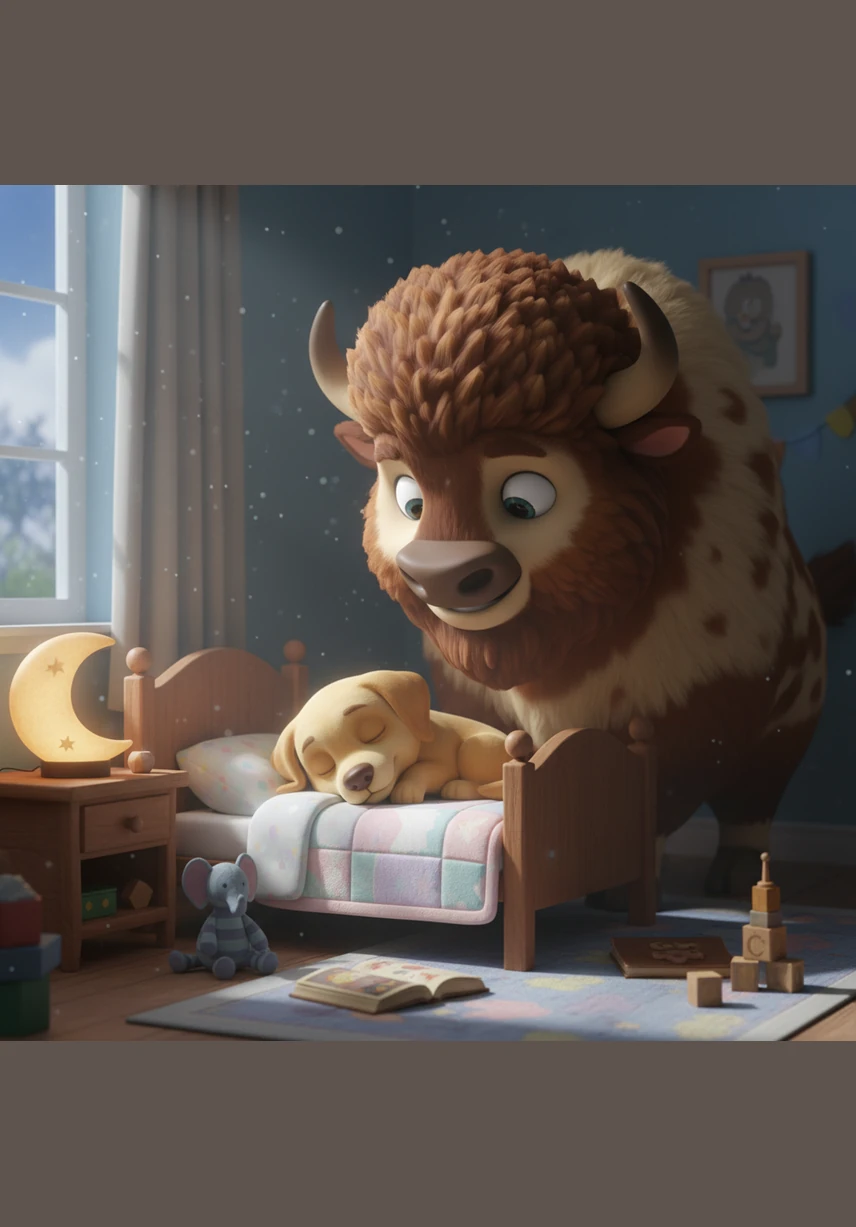 Bella trotted through the tall Pine Forest, where the sunlight peeked through the needles to create golden patterns on the ground. The soft carpet of fallen leaves crunched under her paws as she sniffed the earthy forest floor.