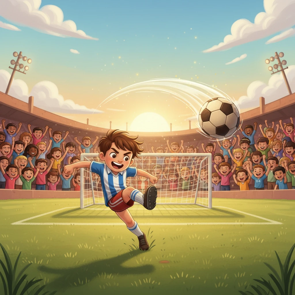 Negli ultimi minuti, con il punteggio in parità, Luka ebbe l'occasione della sua vita. Ricevette la palla e, con un tiro potente, la spedì in rete! La folla esplose di gioia.