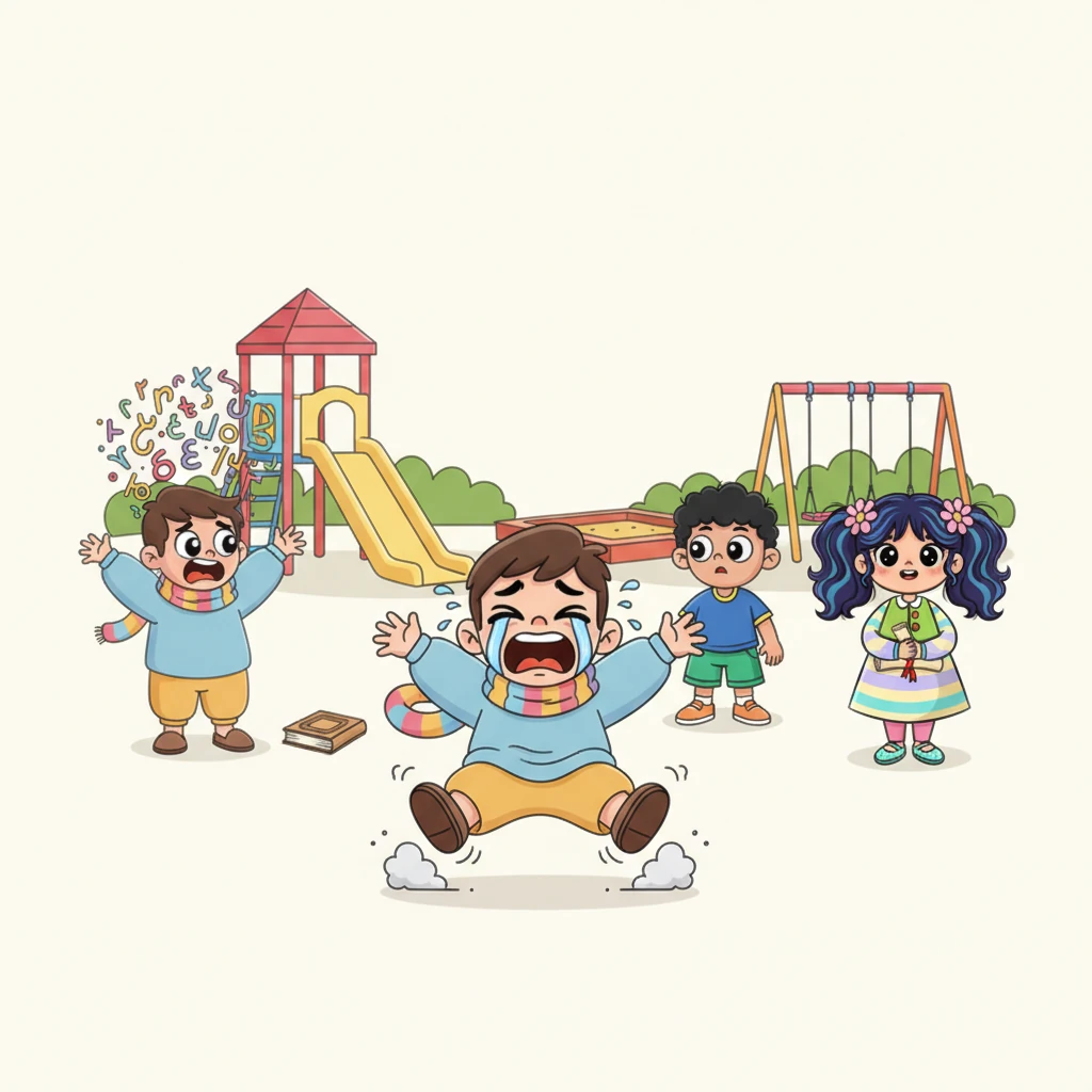 علی نے زور سے رونا شروع کر دیا اور پیر پٹخ کر چلایا، "نہیں! مجھے جیتنا ہے!" اس کے غصے کی وجہ سے اس کے بال بھی کچھ اوپر اٹھے ہوئے لگ رہے تھے، جبکہ باقی بچے حیرت سے اسے دیکھ رہے تھے۔