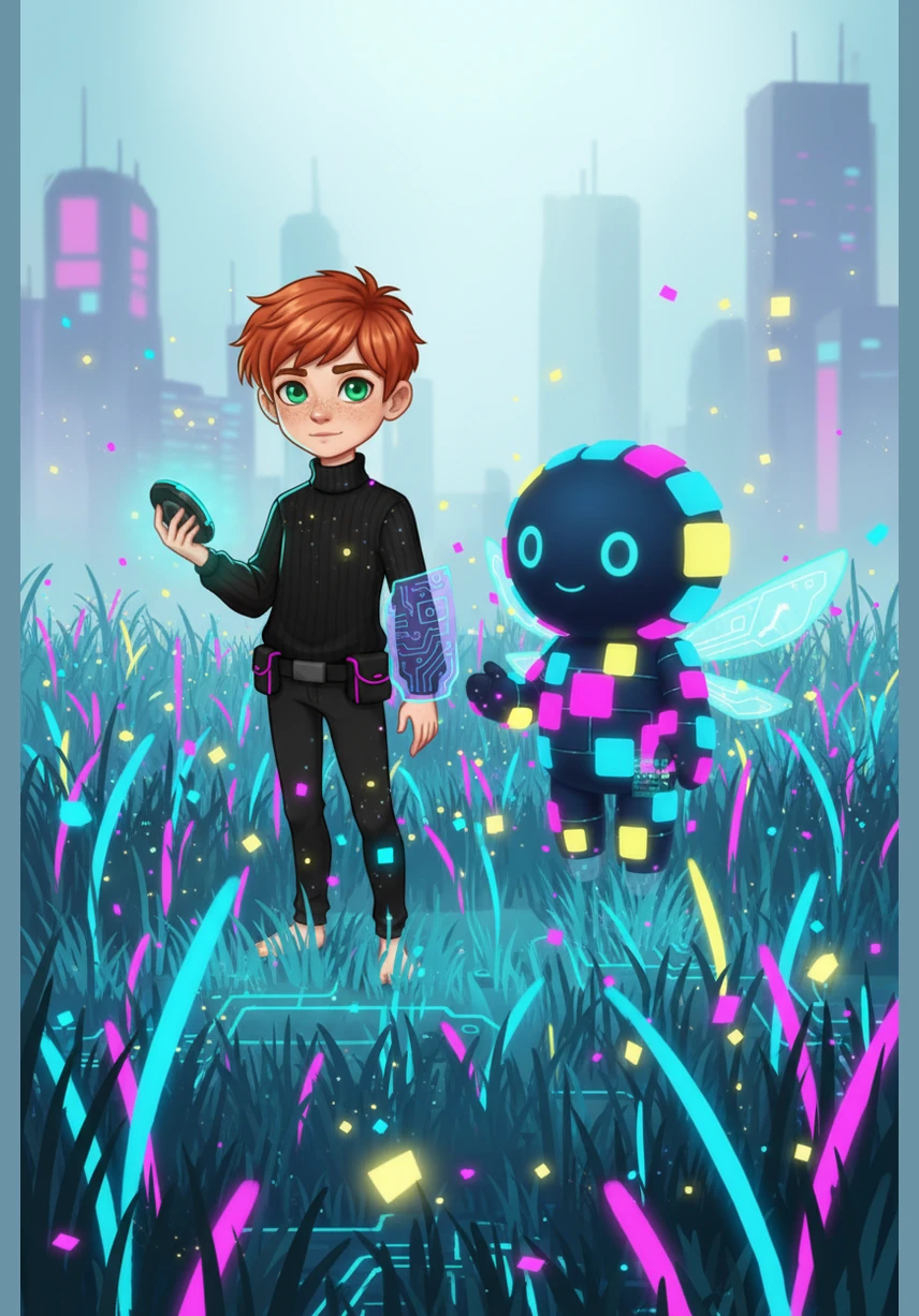 They wandered through the RAM Meadow, where flickering lights danced like fireflies in the tall digital grass. Bit explained that these were short-term memories that helped the kingdom stay fast and smart while it was awake.