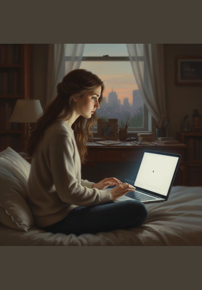 Back in the present, she stares at the blinking cursor, typing a follow-up message before hesitating and deleting it all. She decides she will no longer be the one to chase a ghost that isn't reaching back.