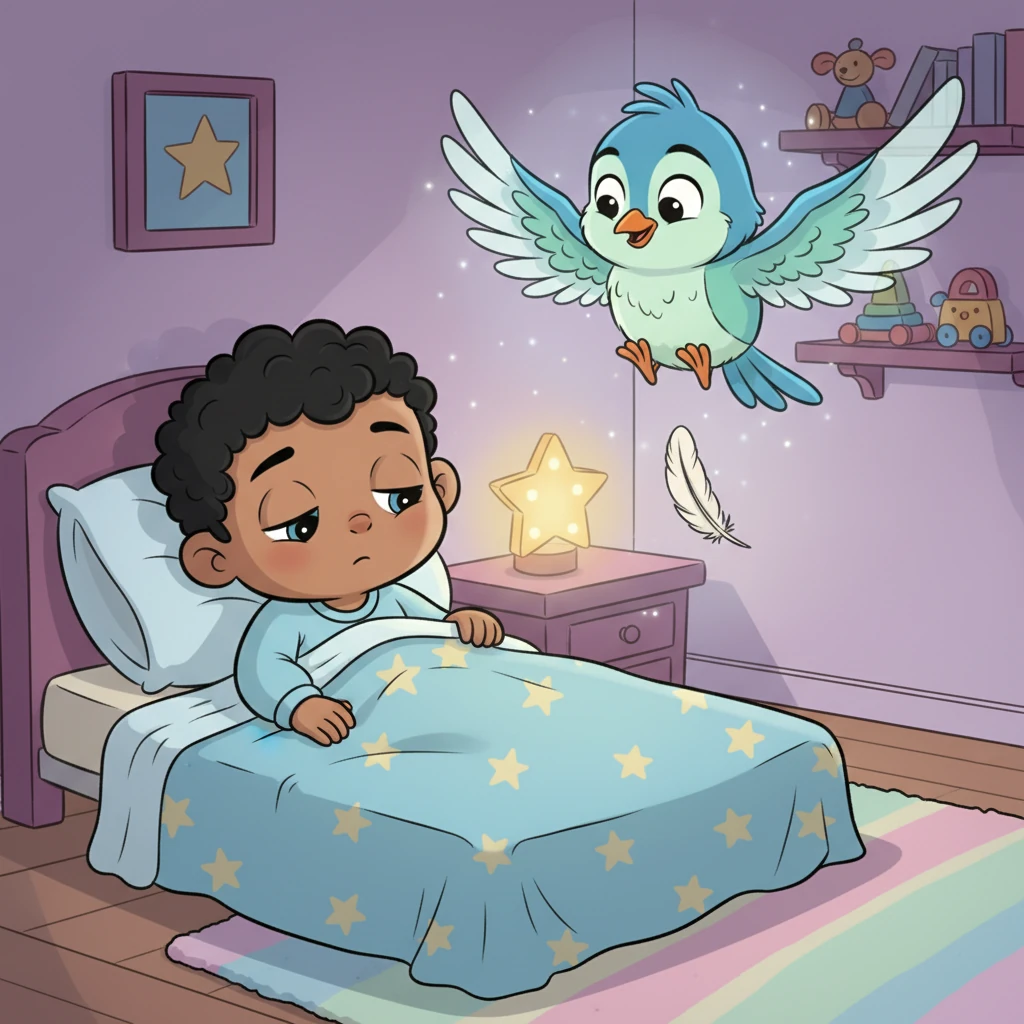 Baby Ooga was tucked snugly under his covers, almost asleep, when he saw a single, pure white feather drift gently to the floor beside his bed. He heard Clarence's tiny voice whisper, "Thank you, Baby Ooga, I have now got my wings. Goodnight." Baby Ooga whispered back, "Goodnight Clarence," and as he drifted into dreams, he wondered if he would ever see his winged friend again.
