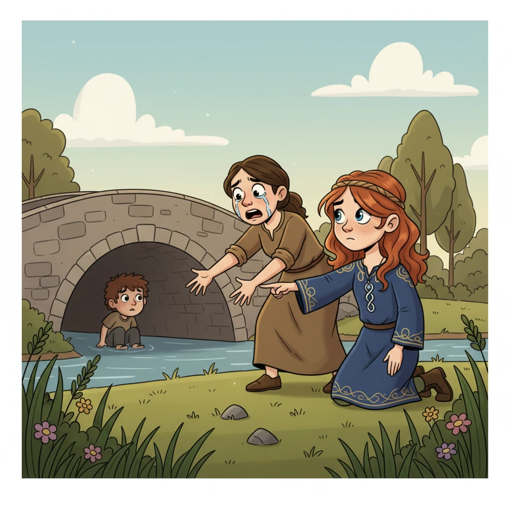 Later that day, Elara encounters a distraught mother whose child has gone missing. The mother's frantic eyes meet Elara's, and Elara sees the child, safe but scared, hiding under a bridge nearby. A flicker of hope and a desire to help sparks within her.