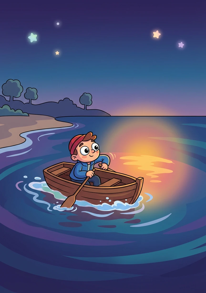 Neugierig geworden, holte Johann ein kleines Boot und ruderte hinaus in die dunkle Bucht. Das Glühen wurde stärker, je weiter er sich vom Ufer entfernte.