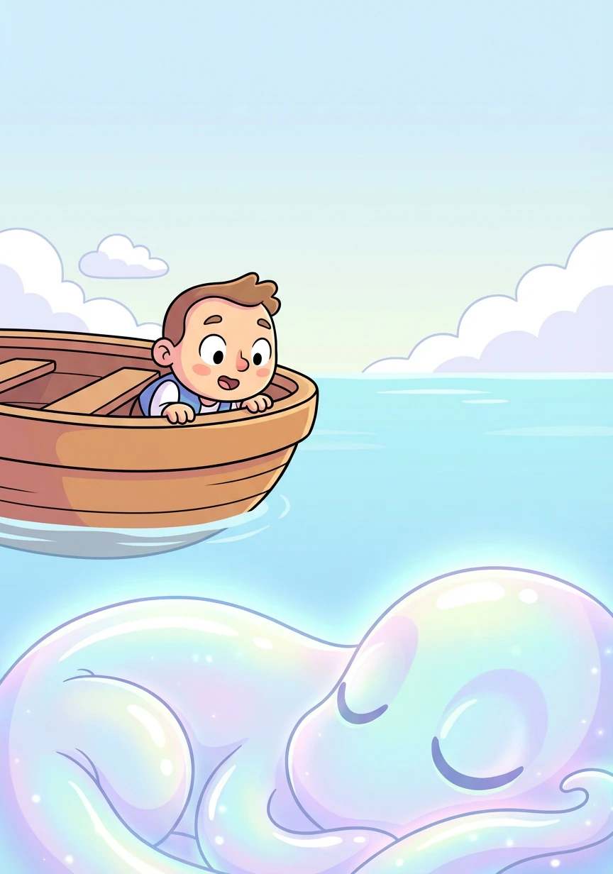 Unter ihm sah er eine riesige, schimmernde Gestalt im Wasser. Es war ein uraltes Meereswesen, das in einem tiefen Schlaf lag und dessen Atem das Meer zum Stillstand gebracht hatte.