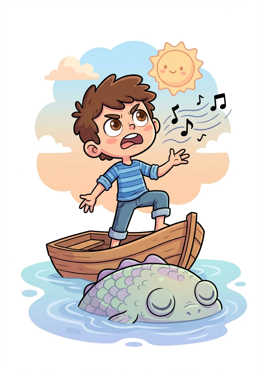 Johann erkannte, dass er etwas tun musste, um das Wesen aufzuwecken und das Meer wieder in Bewegung zu bringen. Er begann, ein altes Seemannslied zu singen, das sein Großvater ihm beigebracht hatte.