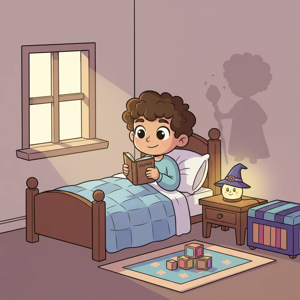 That night, tucked snugly in his bed, Leo couldn't stop thinking about the mysterious figure. He decided he wasn't scared; he wanted to know more! With a determined sparkle in his eye, he vowed to uncover the truth behind the village legend.