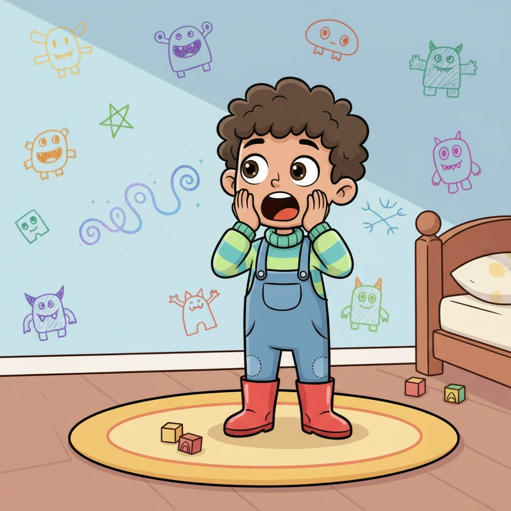 The next morning, Leo gasped! On his bedroom wall, amidst his drawings, were five perfect, playful swirls, like tiny, whimsical claw marks. They looked more like a secret message or a funny doodle than something scary or menacing.