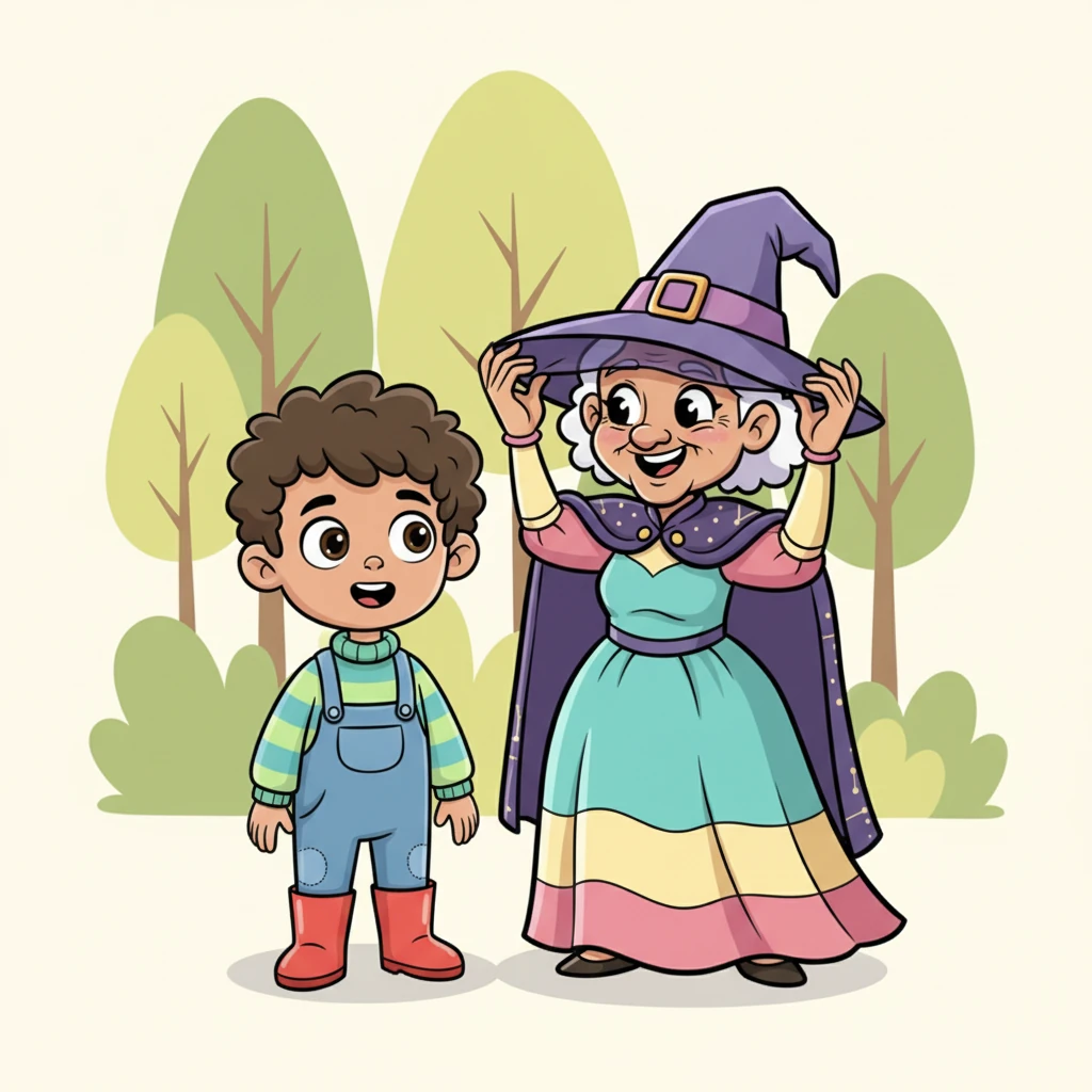 The figure paused, then slowly, playfully, lifted her veil. Instead of a scary witch, a kind, crinkly-eyed old woman smiled at Leo, her face full of warmth and a touch of mischief. Her 'bony' hands were just thin from old age, and her long nails were simply well-kept.