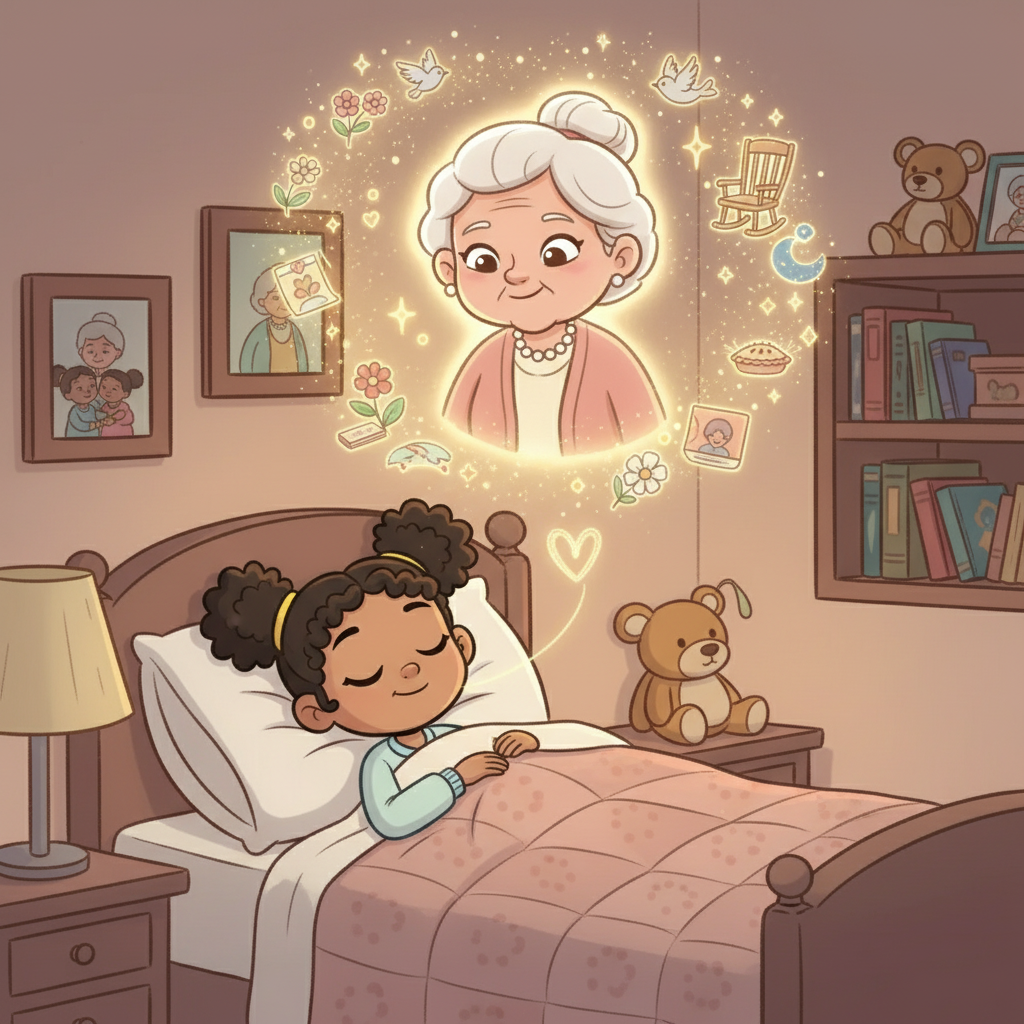Lily, snuggled in bed, smiled as she drifted off to sleep. Grandma's stories became a celebration of her life, a way to keep her memory alive and cherish the love they shared. Lily knew that even though Grandma was gone, her spirit would always be with her.