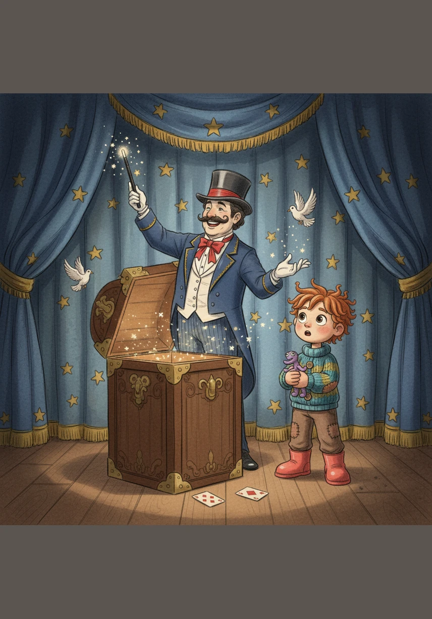 The lid of the box swings open to reveal a charming green turtle with a beautifully textured, hand-carved shell. The turtle blinks its large clay eyes as Macy cheers, having correctly guessed the first magical pet. It sits peacefully on the stage, looking perfectly sculpted and friendly.