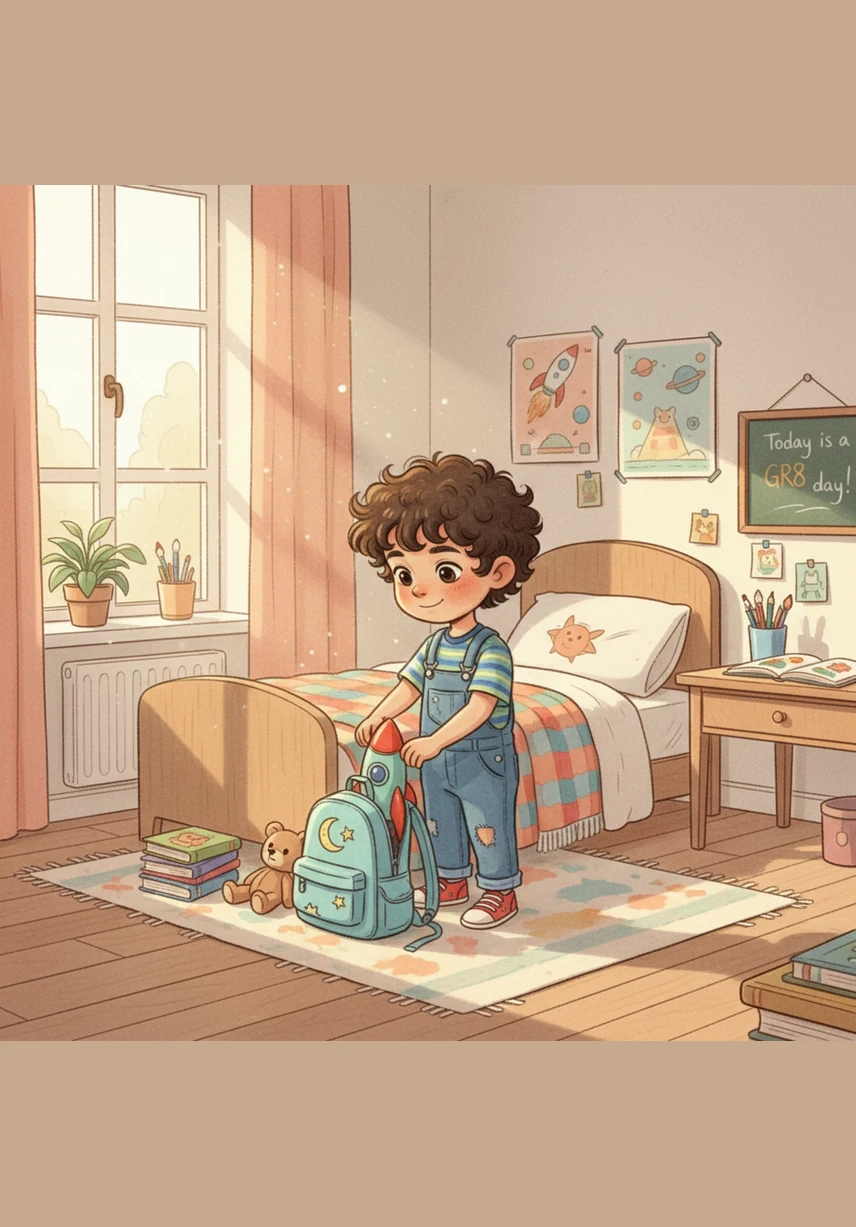 يستيقظُ عمرُ من نومِهِ مبكرًا عندما تشرقُ الشمسُ الذهبيةُ في غرفتِهِ الواسعةِ ويغسلُ وجهَهُ بالماءِ والصابونِ.