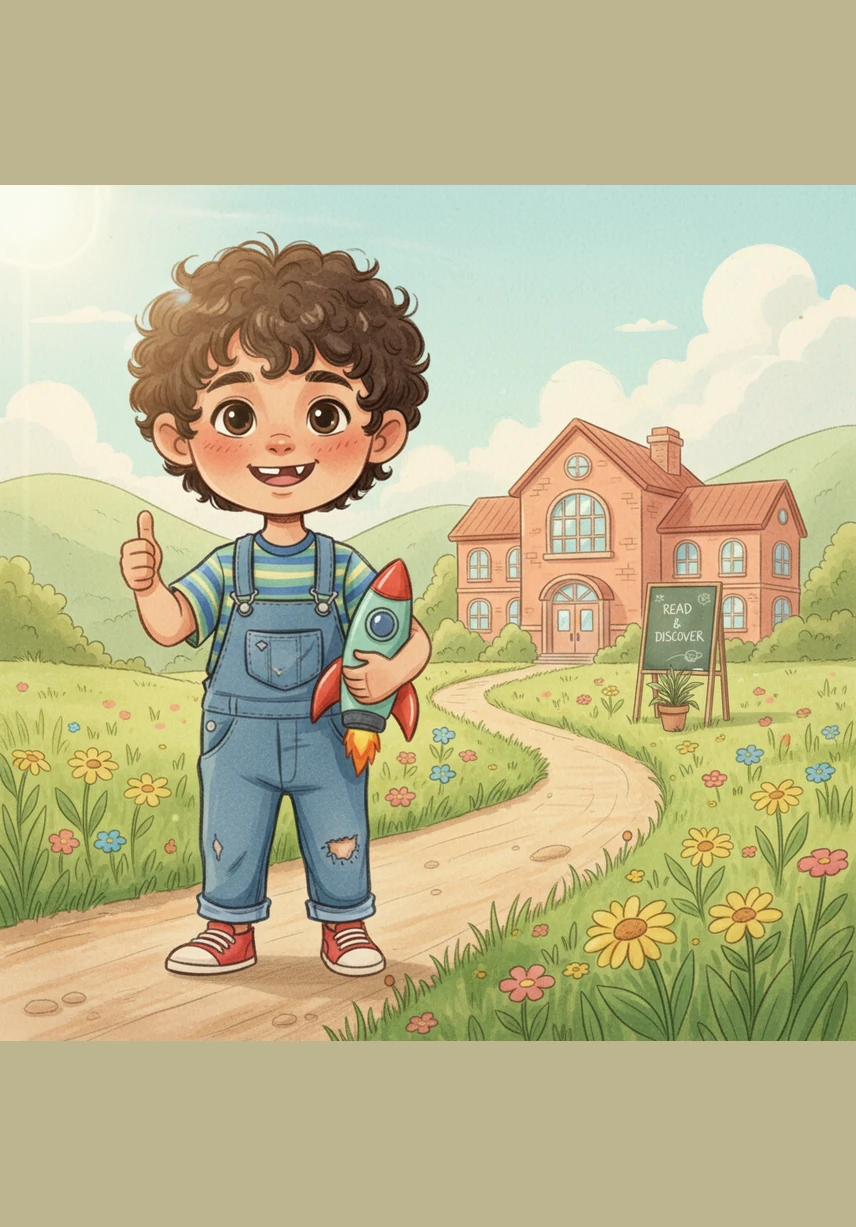 أحملُ حقيبتي الملونةَ فوقَ ظهري وأمشي في الطريقِ الجميلِ المؤدي إلى مدرستي القريبةِ.