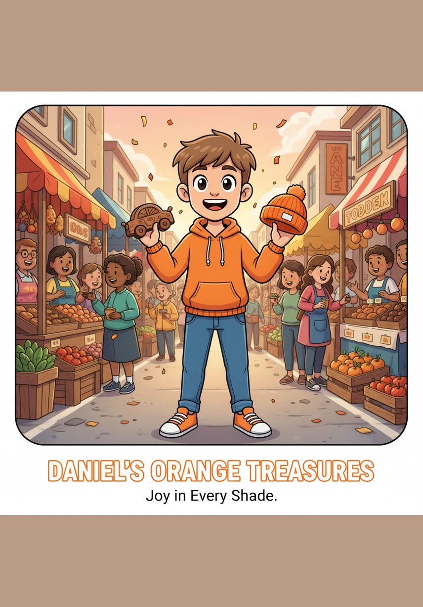 橙色是达尼尔最喜欢的颜色，这种充满活力的色彩总能让他感到温暖和快乐。从他穿的卫衣到他绘画时最爱用的颜料，那一抹明亮的橙色完美契合了他积极向上的性格。