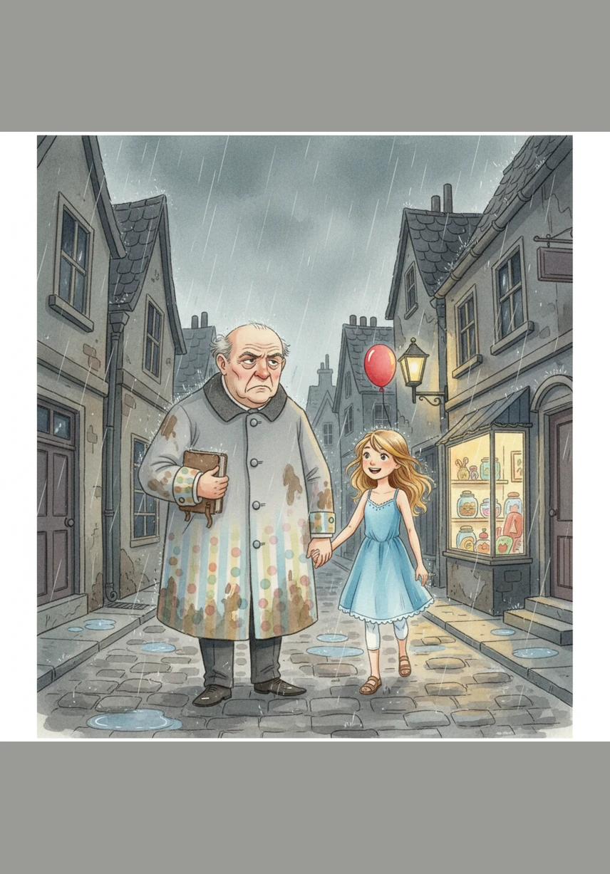Leo lives in the city of Grumbleton, where the sky is always slate gray and everyone carries heavy umbrellas even when it is not raining. He is a curious boy who wonders why the world feels so gloomy and why no one ever looks up at the clouds with a smile.