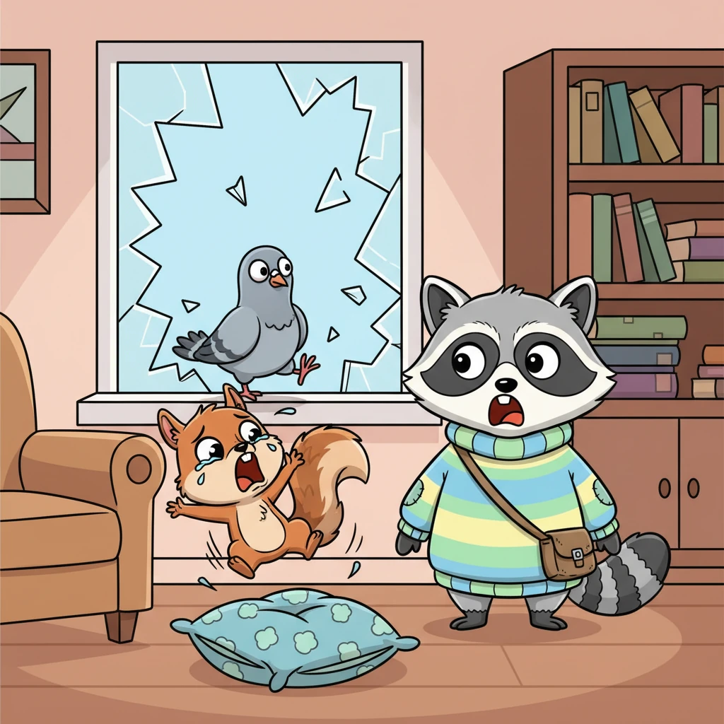 Just then, a dramatic squirrel crashed through the window, crying, 'I SENSED EMOTION!' and immediately fainted onto a pillow. A nervous pigeon shuffled in behind him, whispering, 'I brought anxiety.'