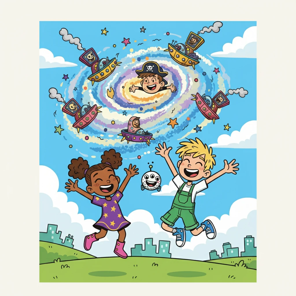 The pinball pirates, defeated, retreated back into space. Colter, Aria, and Willow cheered, their teamwork having saved the day. Earth was safe, and the three friends knew their bond would always be strong enough to face any challenge.