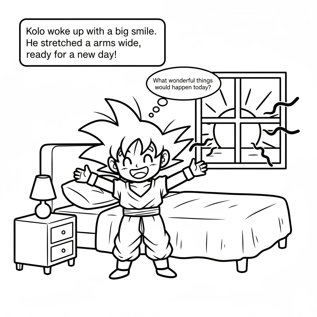 Koko woke up with a big smile. The sun peeked through the window of his cozy little home. He stretched his arms wide, ready for a new day. What wonder