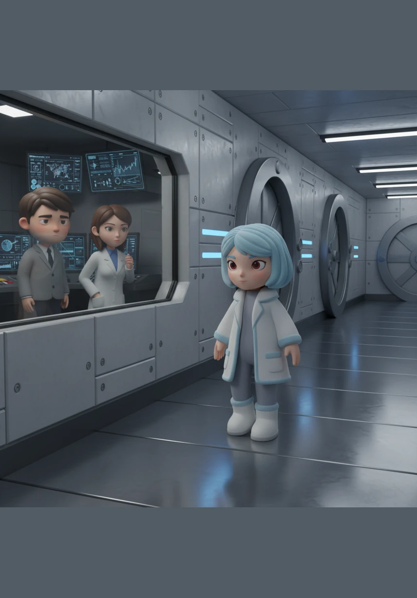 Her footsteps echo softly through the long, metallic corridors of the underground facility. To the scientists watching from behind glass, she is a project to be measured, but in her heart, she feels a quiet yearning for a purpose she cannot yet name.