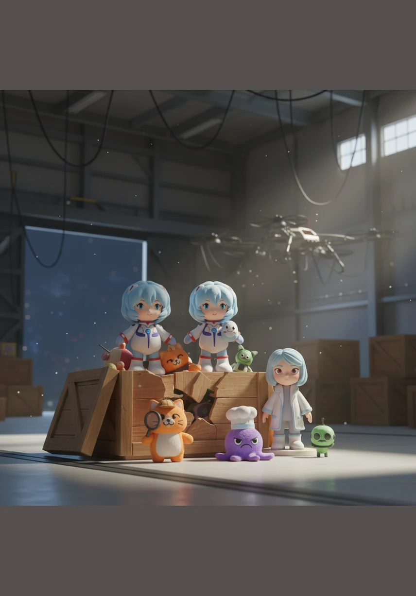 She stands before the towering shadow of a great mechanical giant, its cold heart waiting for her touch to wake. Between the fragile girl and the massive machine, a strange bond of steel and spirit begins to form in the dim light of the hangar.