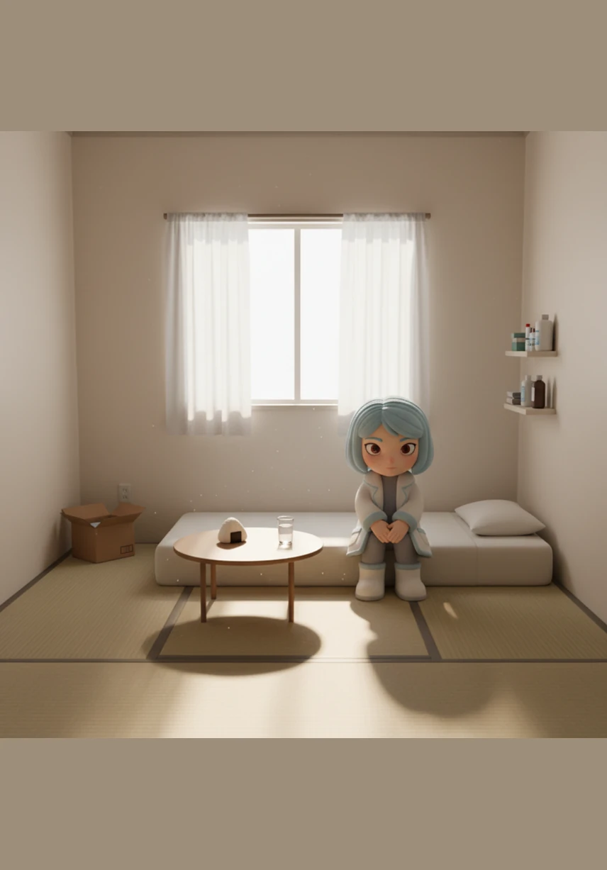 In the quiet of her sparse apartment, she holds a simple glass of water and watches the ripples move in perfect circles. She ponders if her soul is like the water—clear, shapeless, and reflecting the world around her without ever being part of it.