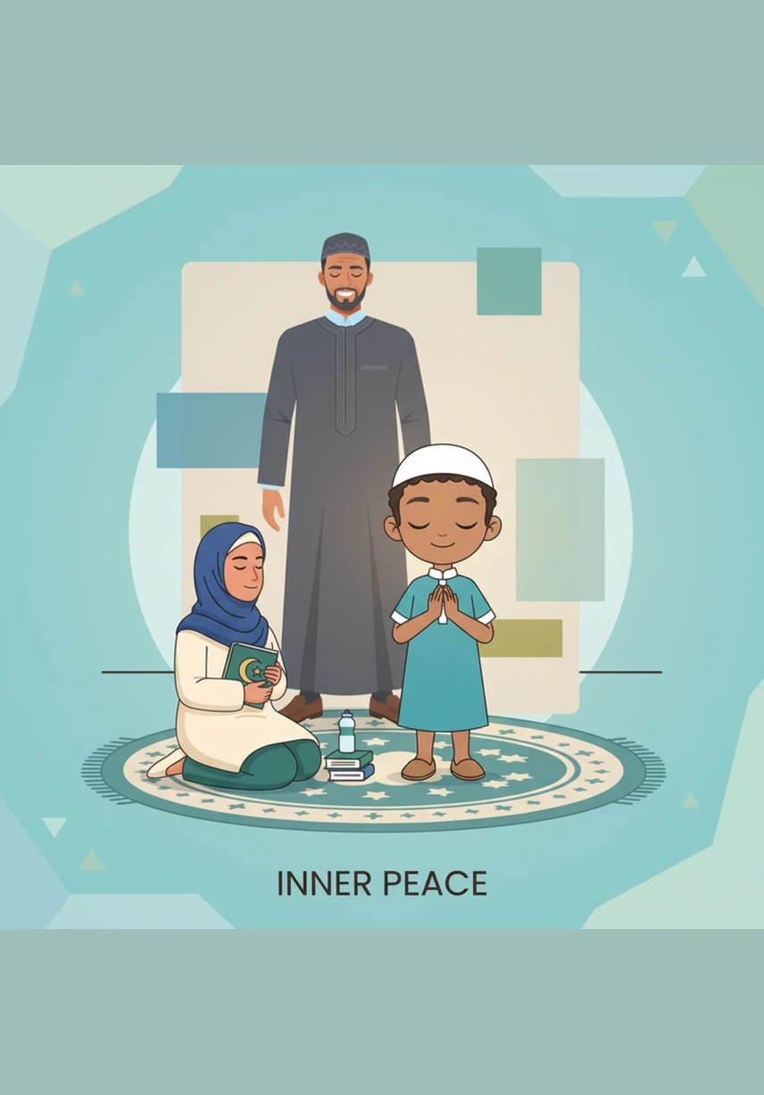 Omar learns that every 'Allahu Akbar' is a secret reminder that Allah is greater than any worry or any loud noise. He stands tall and still, feeling his heart grow calm and steady like a deep, blue ocean.