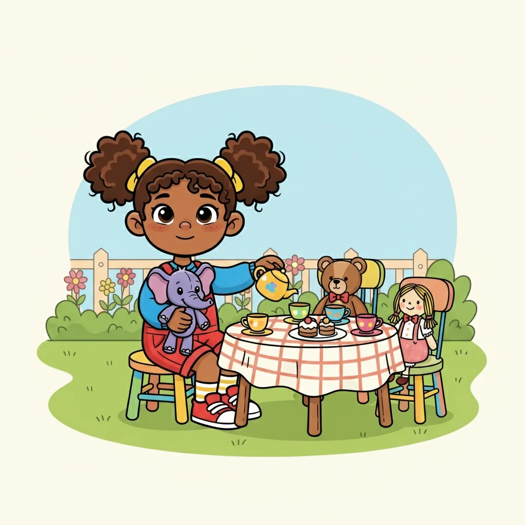 Then, it was time for a tea party! They set up a table with toy cups and saucers, and had a delightful pretend tea party with their dolls and teddy bears. They poured imaginary tea and shared pretend cakes.