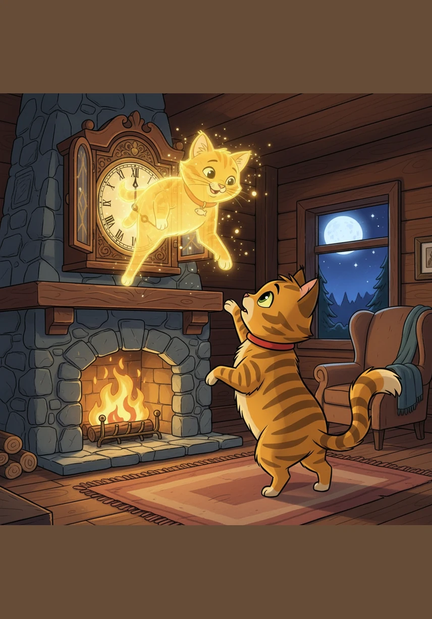 As the clock struck midnight, the cardboard box began to glow with a mysterious, humming energy. Barnaby hopped inside, adjusted his imaginary glass helmet, and felt a sudden surge of power as his homemade rocket lifted off into the velvet sky.