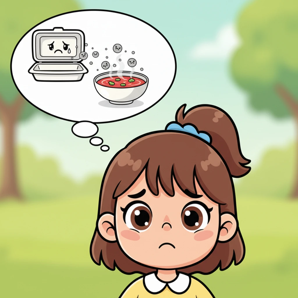 Di benak Lani, ia membayangkan partikel-partikel kecil nakal berterbangan dari wadah styrofoam dan masuk ke dalam supnya. Wajahnya berubah menjadi sedikit cemas membayangkan hal itu. Ia berpikir apakah partikel-partikel itu akan membuatnya sakit.