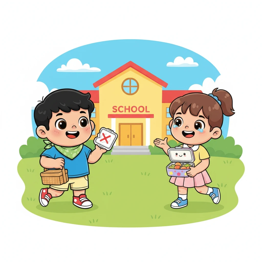 Lani dan teman-temannya di sekolah dengan bangga memamerkan kotak makan siang mereka yang beragam dan bisa dipakai ulang. Mereka semua bahagia, sehat, dan ikut membantu menjaga Bumi tetap bersih. Lani merasa bangga menjadi bagian dari solusi.