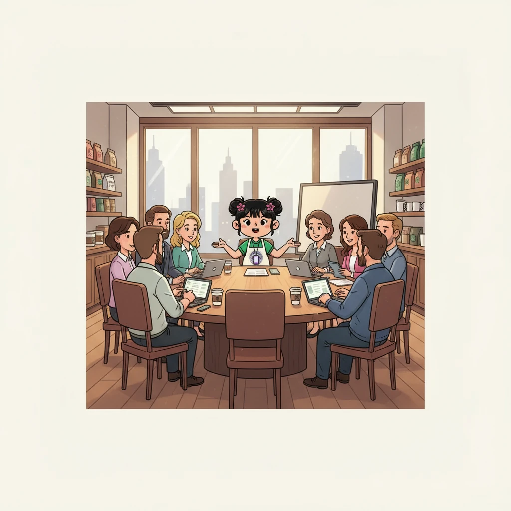 That afternoon, Mei attended a meeting where the Starbucks managers discussed the app and its challenges. They talked about improving communication and finding ways to streamline the in-store process. Mei felt a spark of hope.